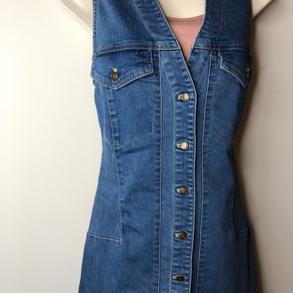 Free People Wandering Star Denim Mini Dress 12 - Picture 5 of 13